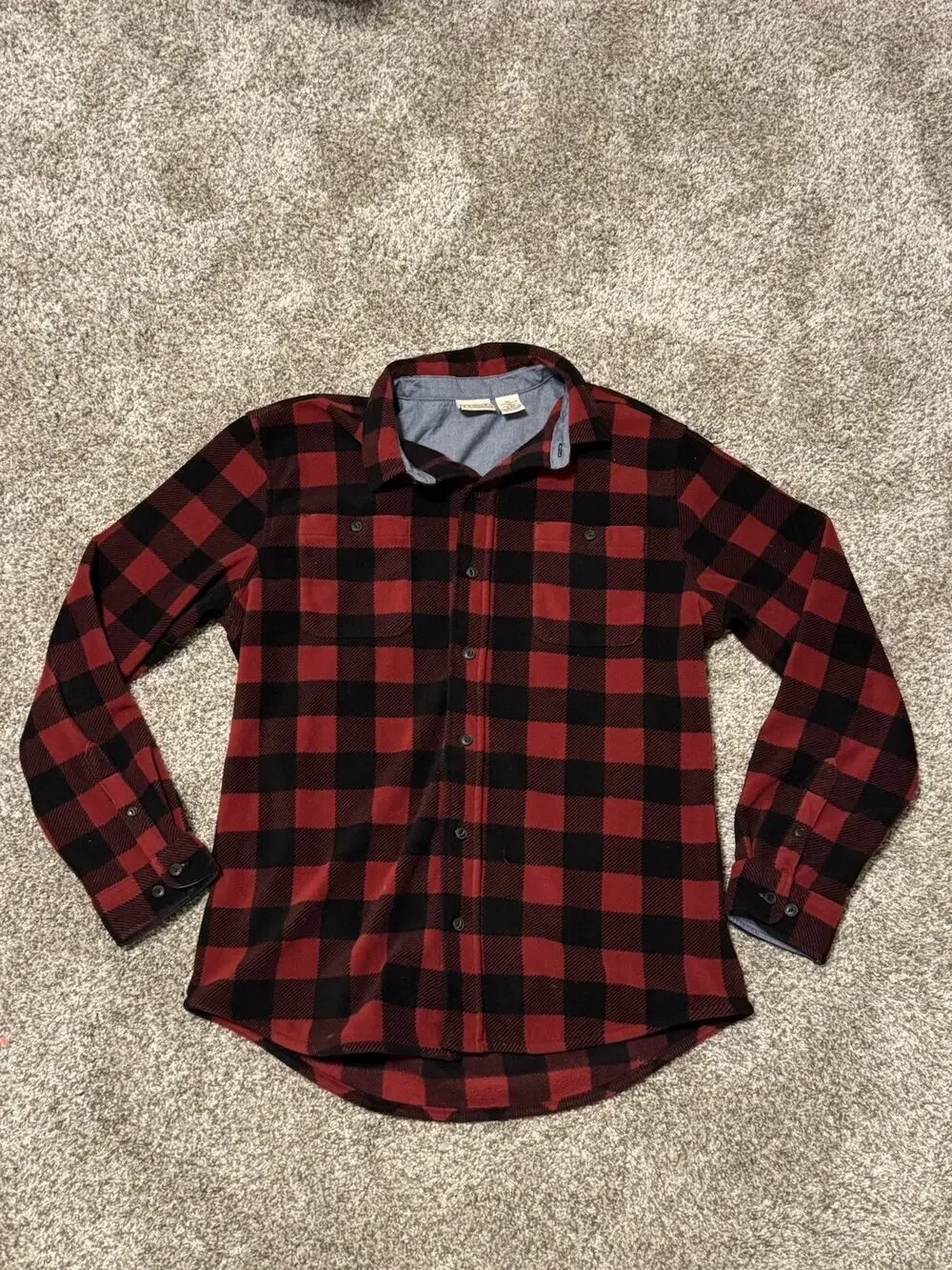 L.L. Bean Men's Long Sleeve Flannel Button Up Shirt Red Black Plaid Size M